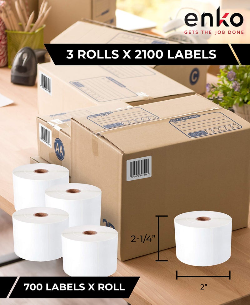 enKo Products enKo [3 Rolls, 2100 Labels] - 2-1/4 x 2"" Direct Thermal Labels, FBA Stickers, FN SKU Labels Compatible for Zebra/Eltron - Image 2